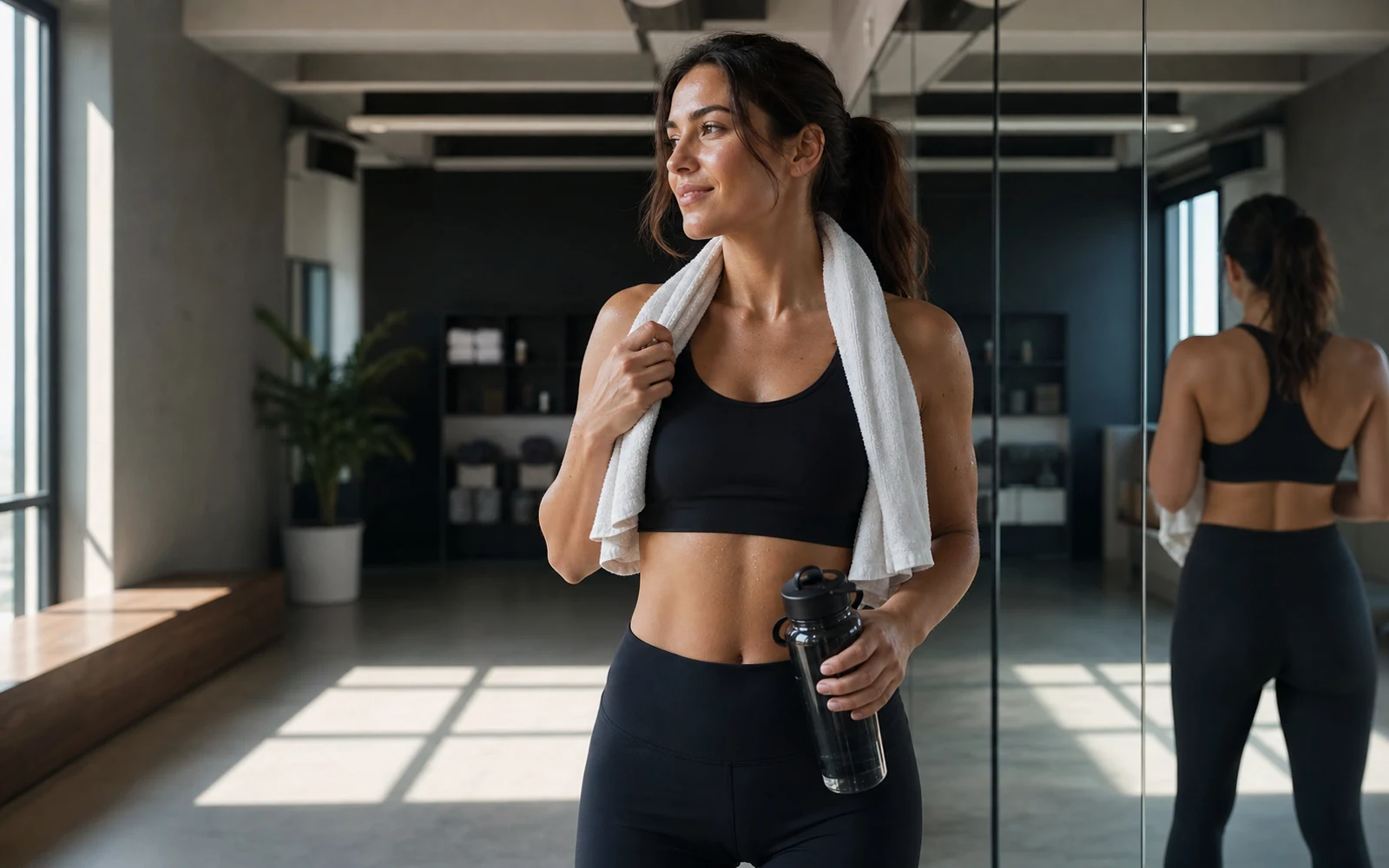 Adult in a boutique fitness studio representing body-composition progress and stronger weight-loss momentum