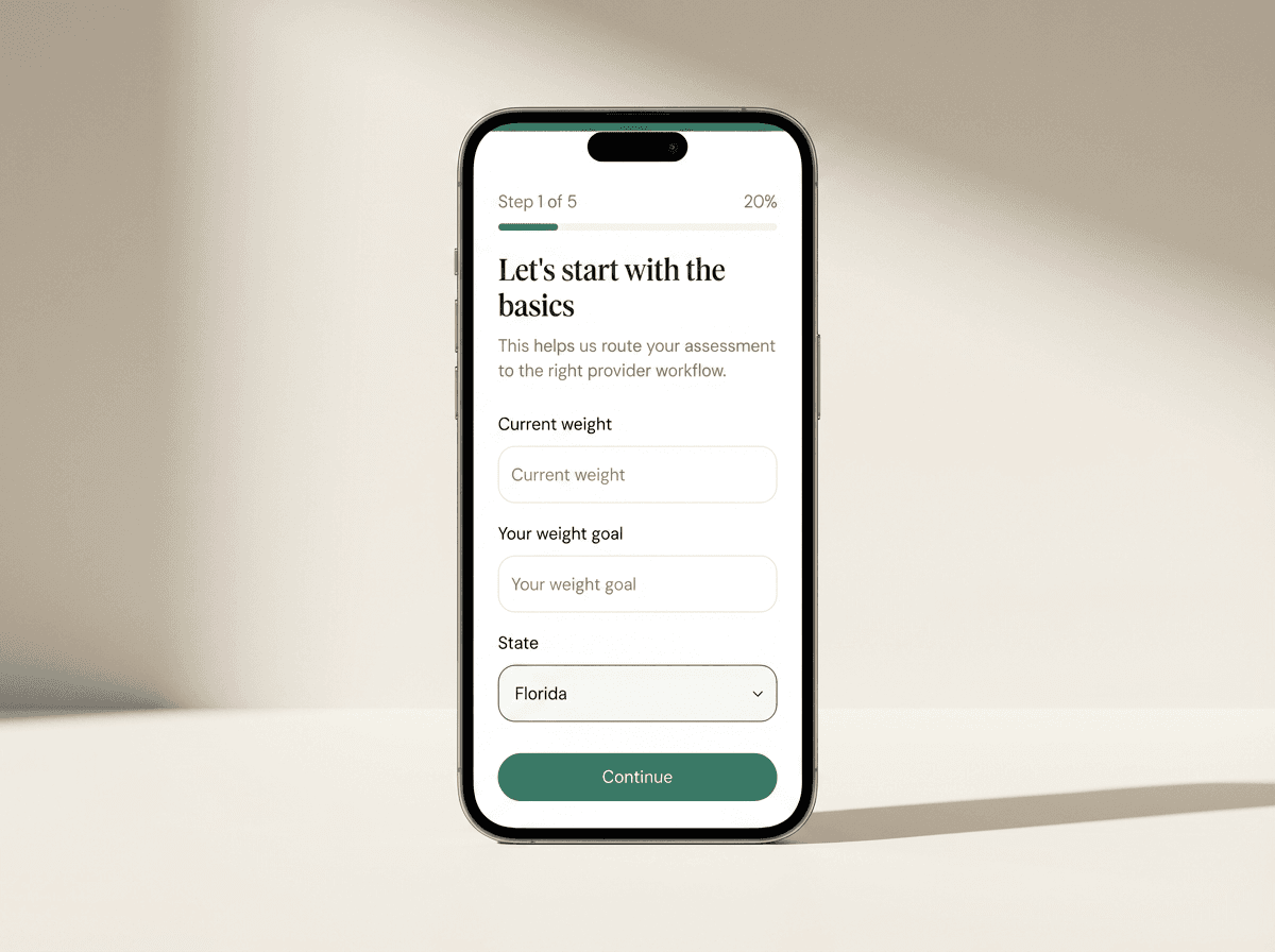 Smartphone mockup showing the Evolou weight-loss quiz
