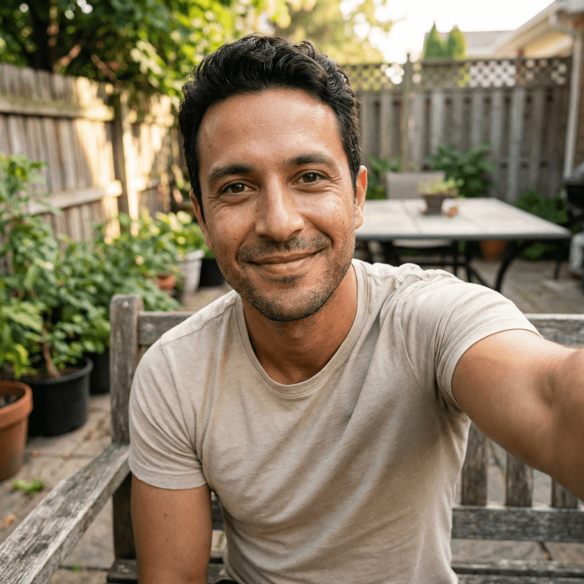 Backyard outdoor portrait for review