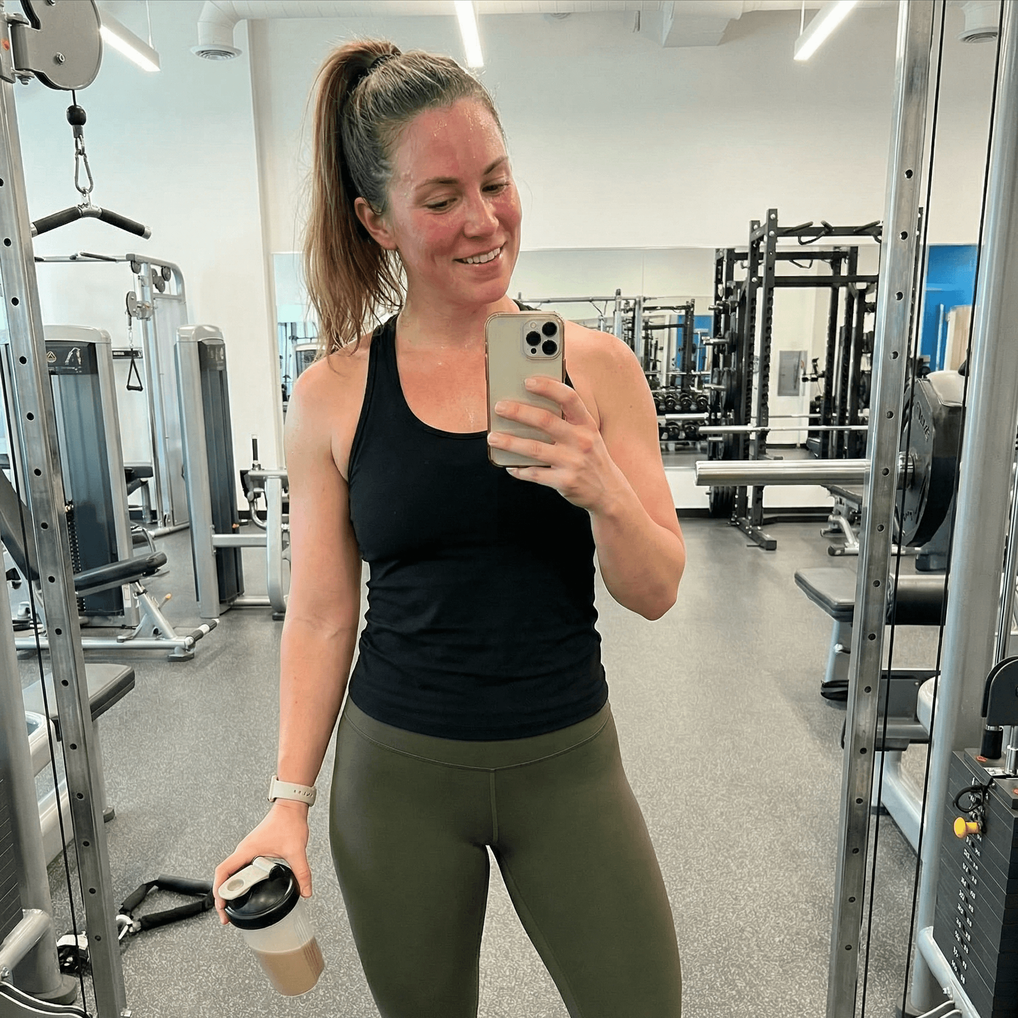 Post-workout gym portrait for review