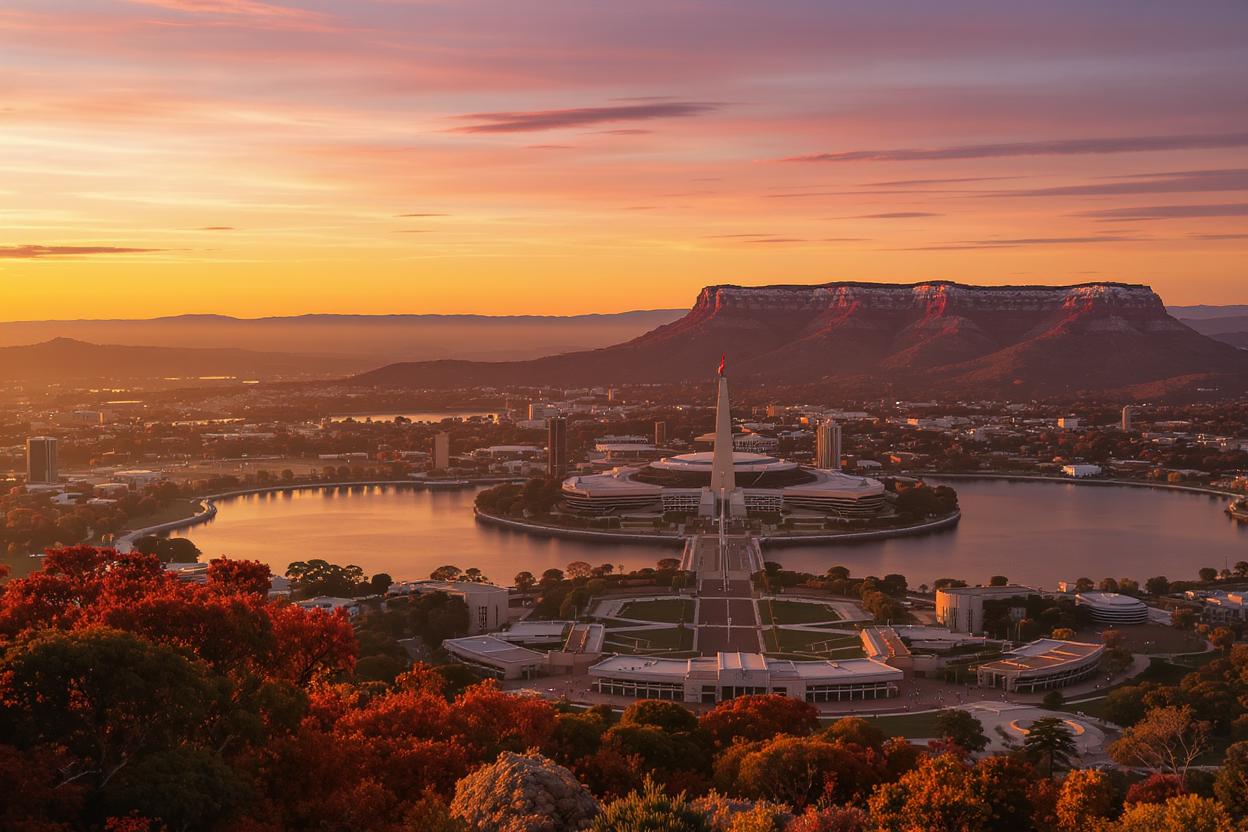 Canberra Parliament House and Lake Burley Griffin
